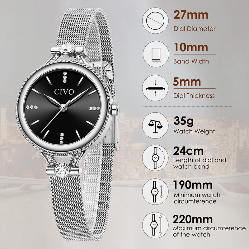8120C | Quartz Women Watch | Mesh Band