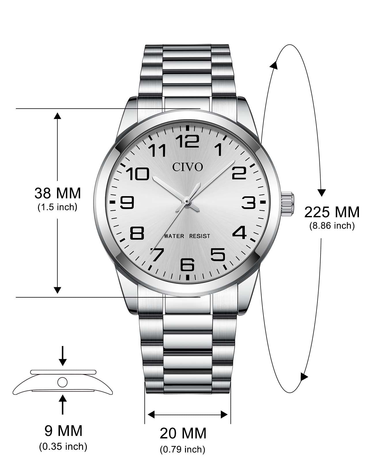 8347C | Quartz Men Watch | Stainless Steel  Band