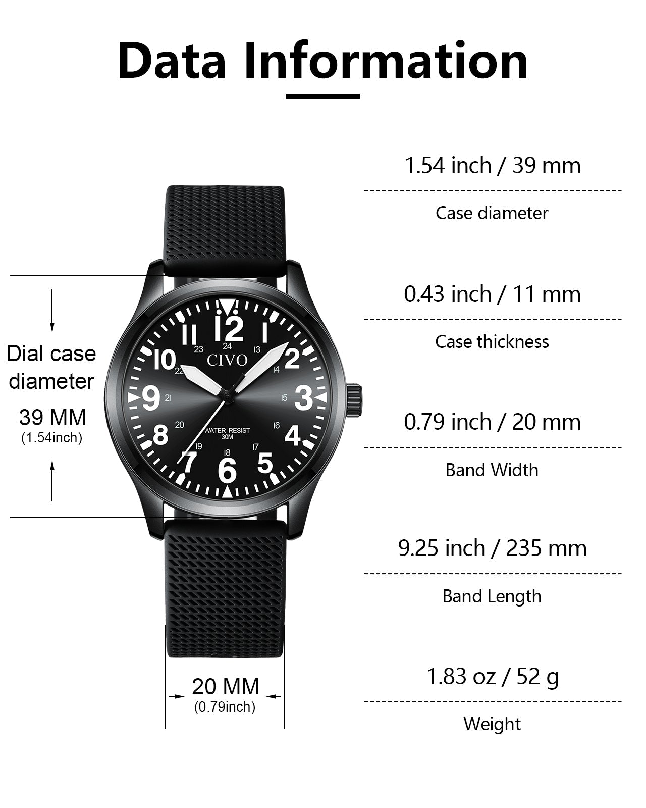 8336C | Quartz Men Watch | Rubber Band