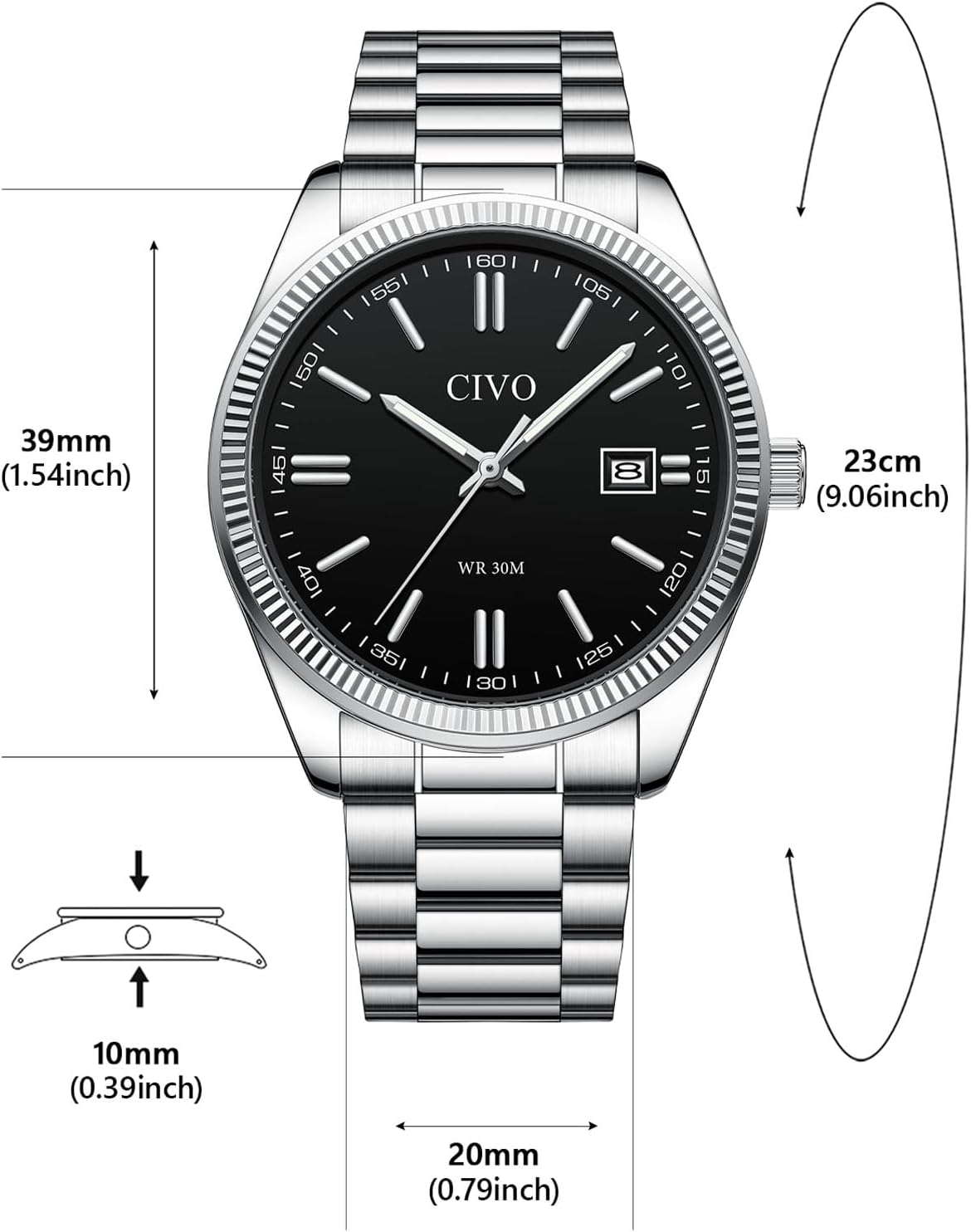 8349C | Quartz Men Watch | Stainless Steel  Band